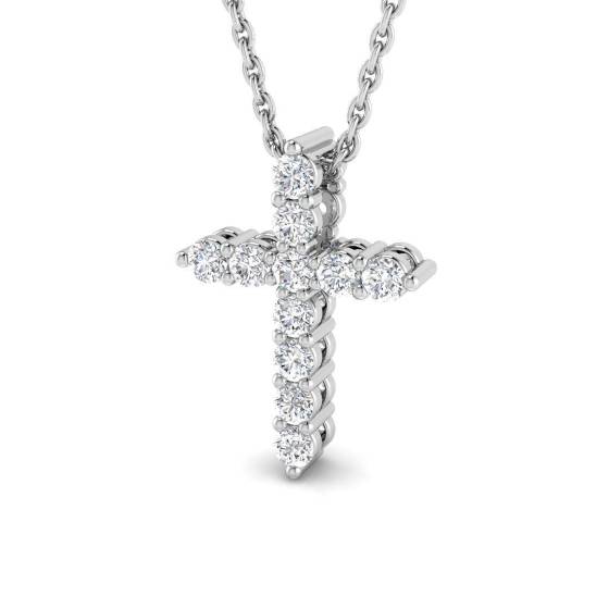 0.23ct SI2/G Round cut Diamond Cross Pendant in 9k White Gold