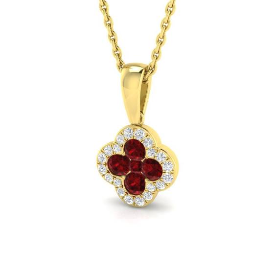 0.50ct SI2/G Round cut Ruby Gemstone Pendant in 18k Yellow Gold