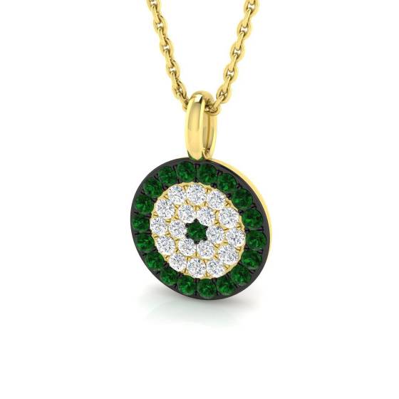 0.39ct SI2/G Round cut Emerald Gemstone Pendant in 18k Yellow Gold