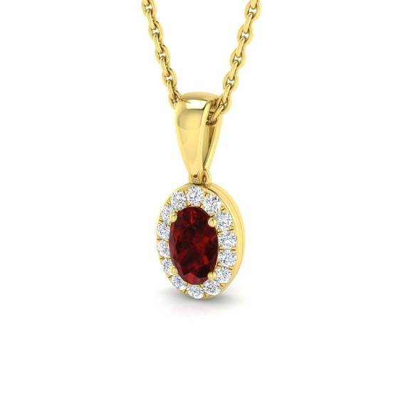 0.46ct SI2/G Oval cut Ruby Gemstone Pendant in 18k Yellow Gold