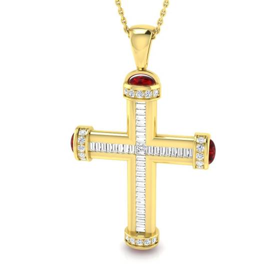 2.03ct SI2/G Oval cut Diamond Cross Pendant in 18k Yellow Gold