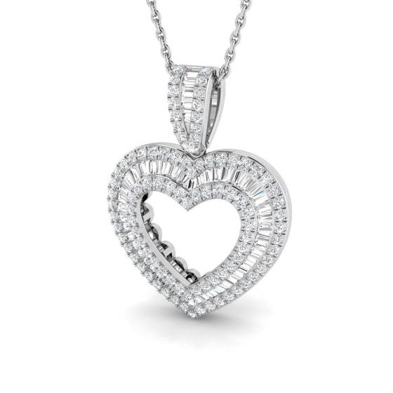 0.62ct SI2/G Round cut Diamond Heart Pendant in 9k White Gold