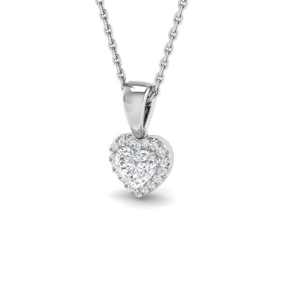 0.37ct SI2/G Heart cut Diamond Heart Pendant in 18k White Gold