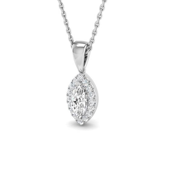 0.38ct SI2/G Marquise cut Diamond Halo Pendant in 18k White Gold