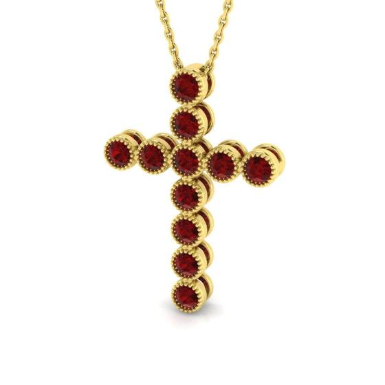 0.93ct AA Round cut Ruby Diamond Pendant in 18k Yellow Gold