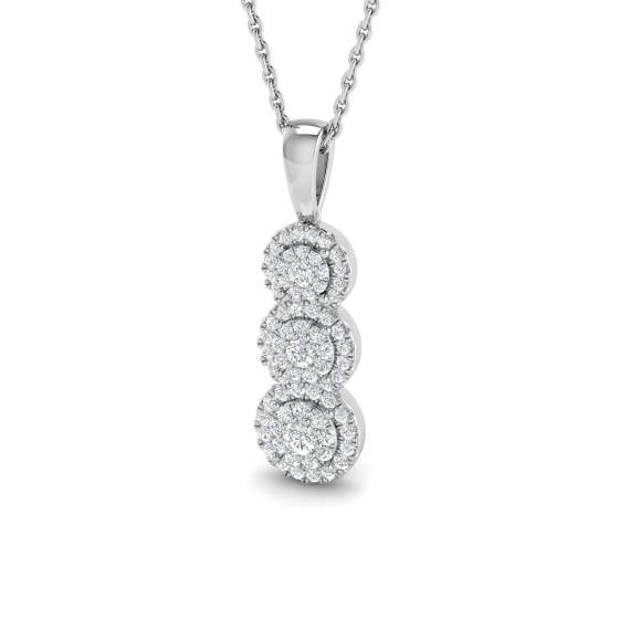 0.33ct SI2/G Round cut Diamond Drop and Trilogy Pendant in 18k White Gold