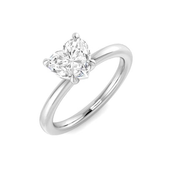 1.02ct SI2/H Heart cut Solitaire Engagement Ring in 18k White Gold