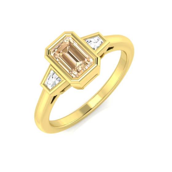 0.76ct SI2/G Emerald cut Morganite Gemstone Ring in 9k Yellow Gold