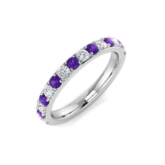 0.50ct SI2/G Round cut Amethyst Gemstone Ring in 9k White Gold