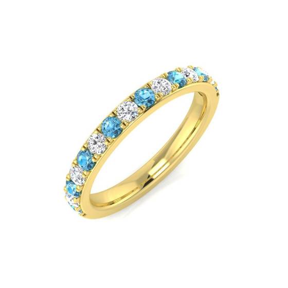 0.59ct SI2/G Round cut Blue Topaz Gemstone Ring in 9k Yellow Gold