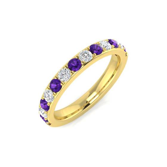 0.67ct SI2/G Round cut Amethyst Gemstone Ring in 9k Yellow Gold