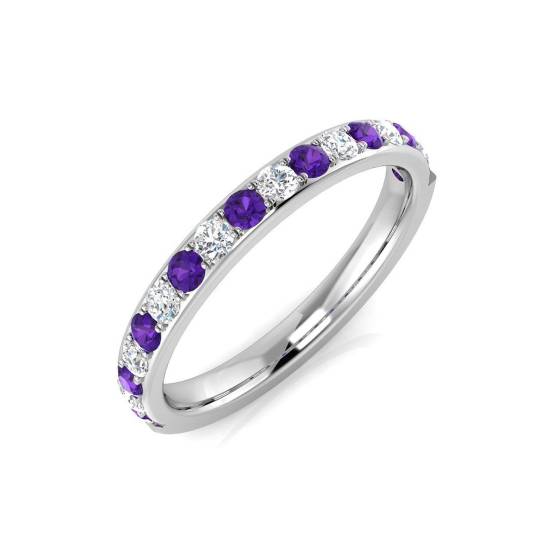 0.42ct SI2/G Round cut Amethyst Gemstone Ring in 9k White Gold