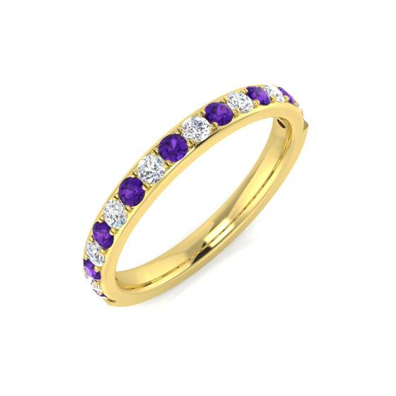 0.42ct SI2/G Round cut Amethyst Gemstone Ring in 9k Yellow Gold