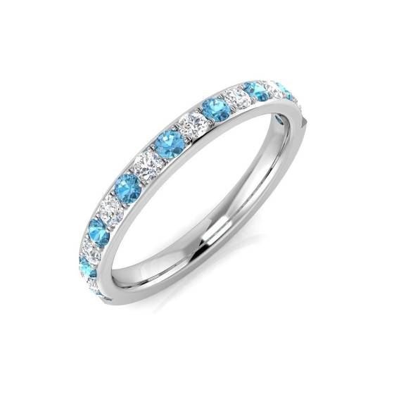 0.52ct SI2/G Round cut Blue Topaz Gemstone Ring in 9k White Gold