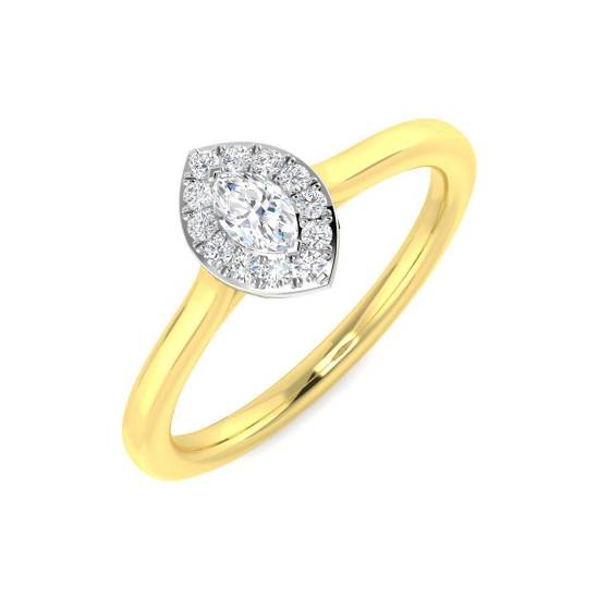 0.19ct SI2/G Marquise cut Diamond Halo Ring in 18k Yellow Gold