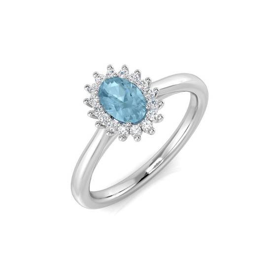 0.48ct SI2/G Oval cut Aquamarine Gemstone Ring in Platinum