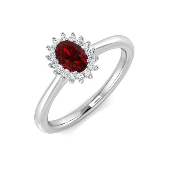 0.39ct SI2/G Oval cut Ruby Gemstone Ring in 9k White Gold