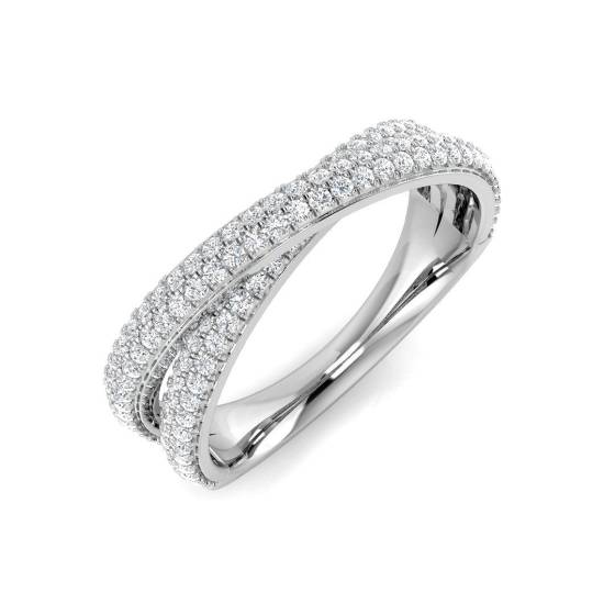 0.56ct SI2/G Round cut Diamond Pave Ring in Platinum