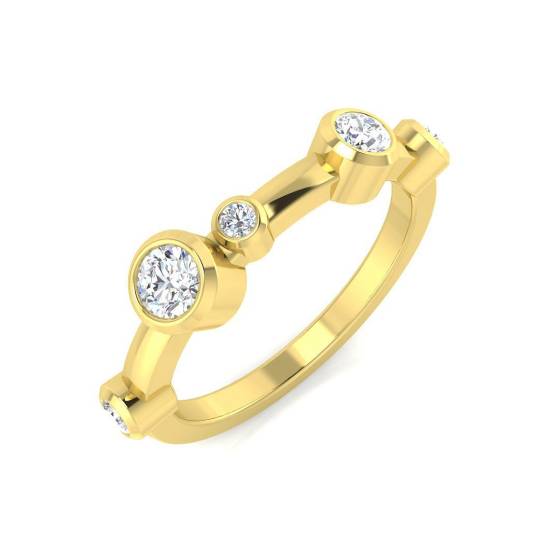 0.42ct SI2/G Round cut Diamond Bubble Ring in 9k Yellow Gold