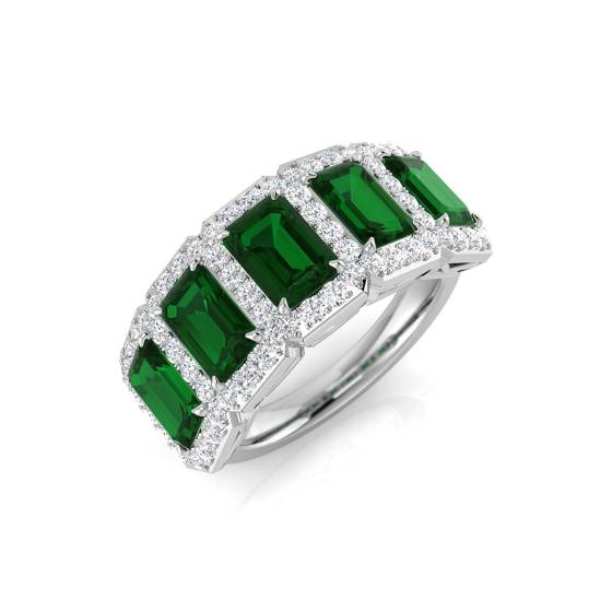 3.53ct SI2/G Emerald cut Green Emerald Gemstone Ring in Platinum