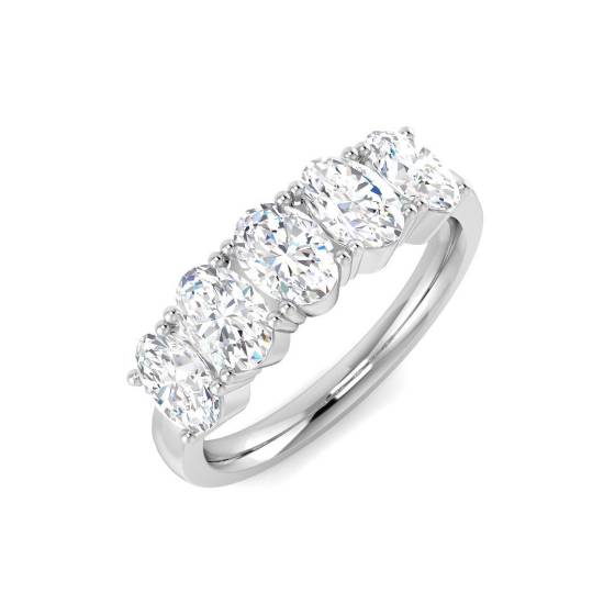 1.59ct SI2/G Oval cut Diamond 5 Stone Ring in Platinum