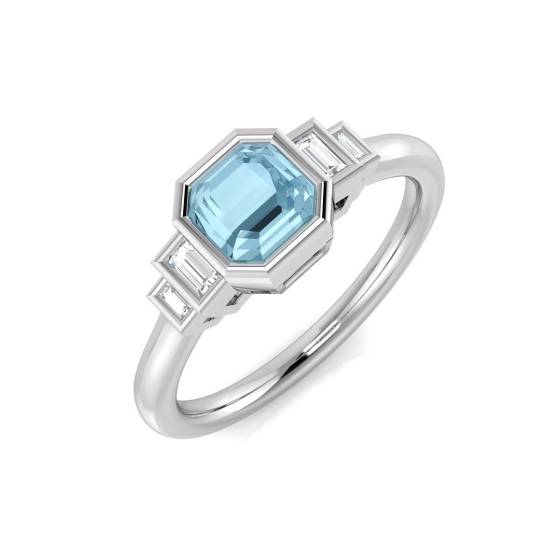 0.47ct SI2/G Cushion cut Aquamarine Gemstone Ring in 9k Yellow Gold