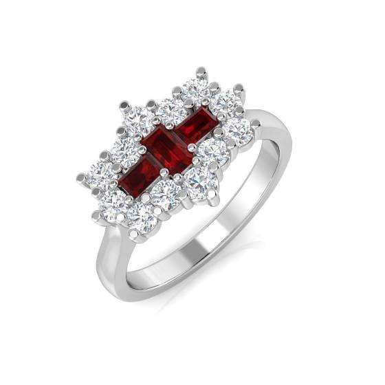 1.04ct SI2/G Emerald cut Ruby Gemstone Ring in Platinum