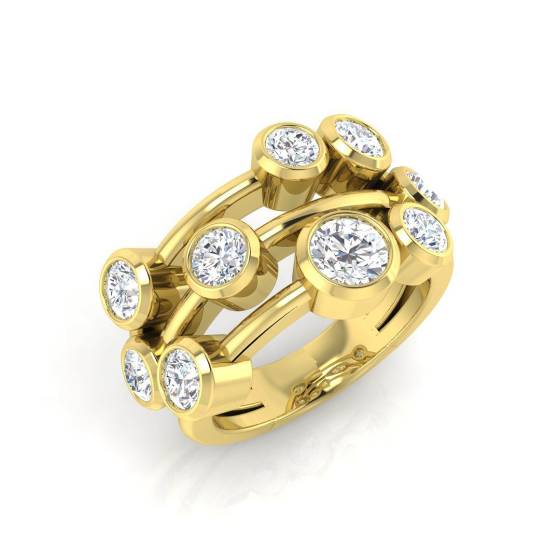 2.26ct SI2/G Round cut Diamond Bubble Ring in 18k Yellow Gold