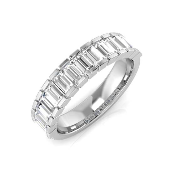 1.03ct SI1/G Baguette cut Diamond Half Eternity Ring in 18k White Gold