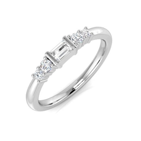 0.25ct SI1/G Baguette cut Diamond Half Eternity Ring in 18k White Gold