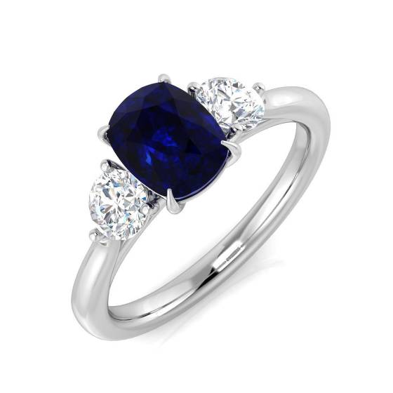 1.89ct SI1/G Cushion cut Blue Sapphire Gemstone Ring in Platinum