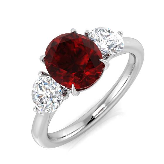 2.81ct SI2/G Oval cut Ruby Gemstone Ring in Platinum