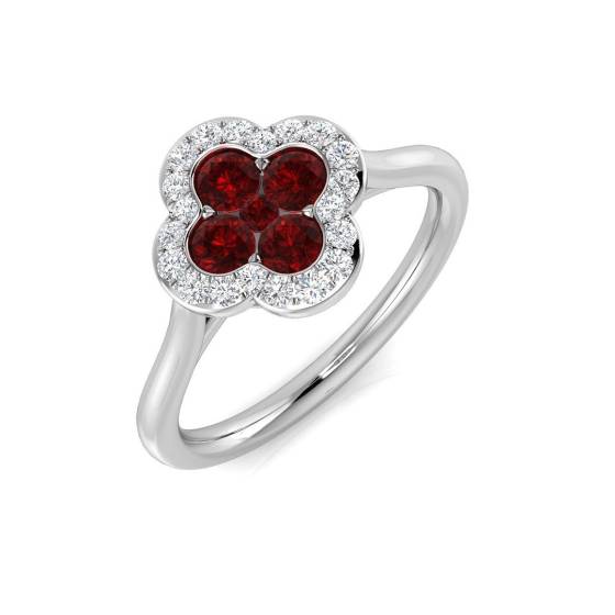 0.57ct SI2/G Round cut Ruby Gemstone Ring in Platinum