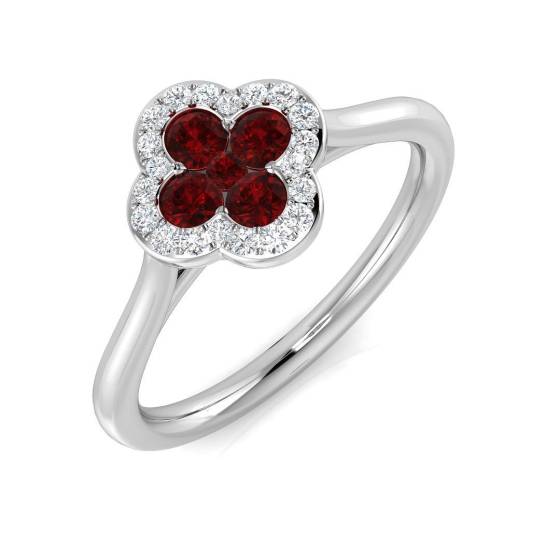 0.44ct SI2/G Round cut Ruby Gemstone Ring in Platinum