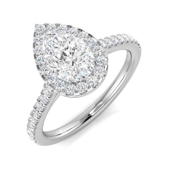 1.21ct SI1/G Pear cut Diamond Halo Ring in Platinum