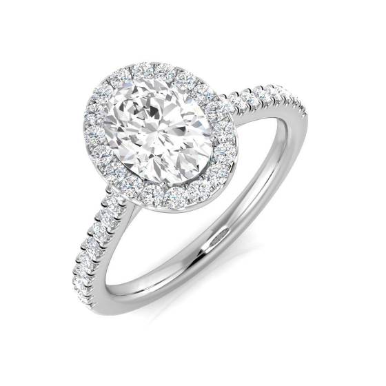 1.27ct SI1/G Oval cut Diamond Halo Ring in Platinum