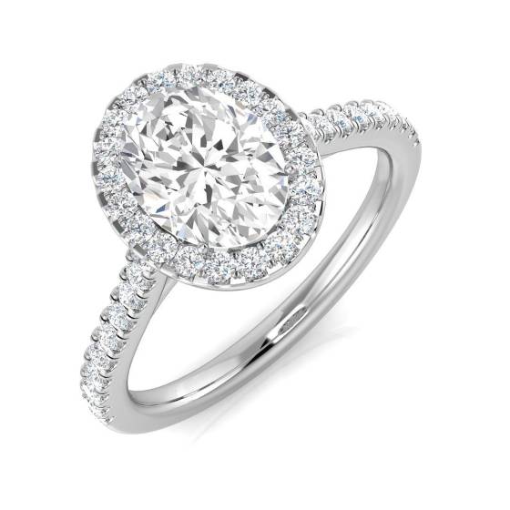 1.48ct SI1/G Oval cut Diamond Halo Ring in Platinum