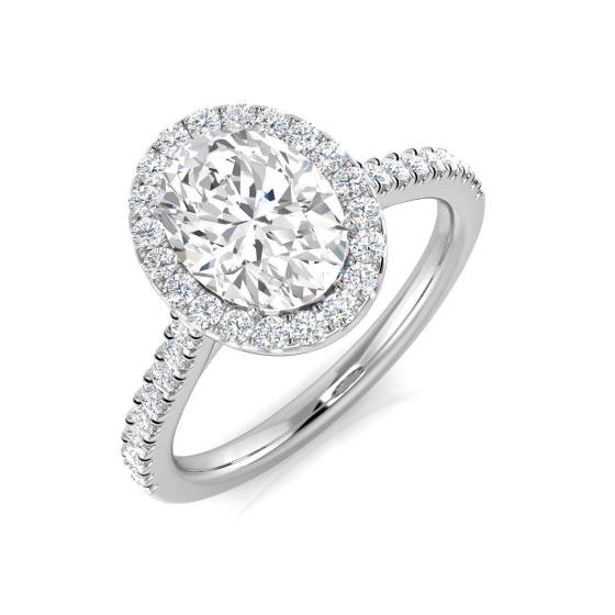 1.78ct SI1/G Oval cut Diamond Halo Ring in Platinum