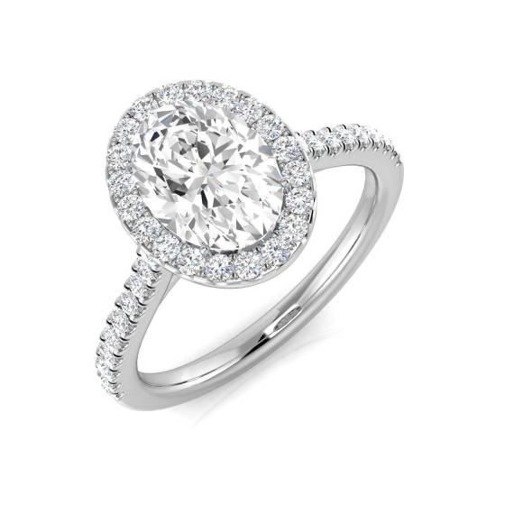 1.81ct SI1/G Oval cut Diamond Halo Ring in Platinum