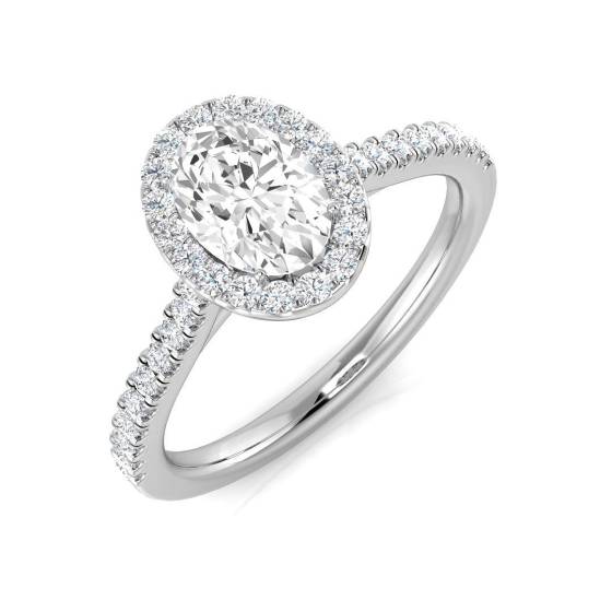 1.81ct SI1/G Oval cut Diamond Halo Ring in Platinum