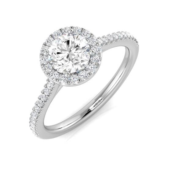 0.71ct SI1/G Round cut Diamond Halo Ring in Platinum