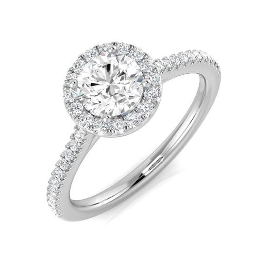 0.79ct SI1/G Round cut Diamond Halo Ring in Platinum