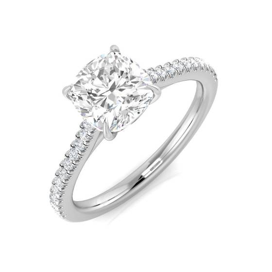 1.63ct SI1/G Cushion cut Shoulder Set Engagement Ring in Platinum