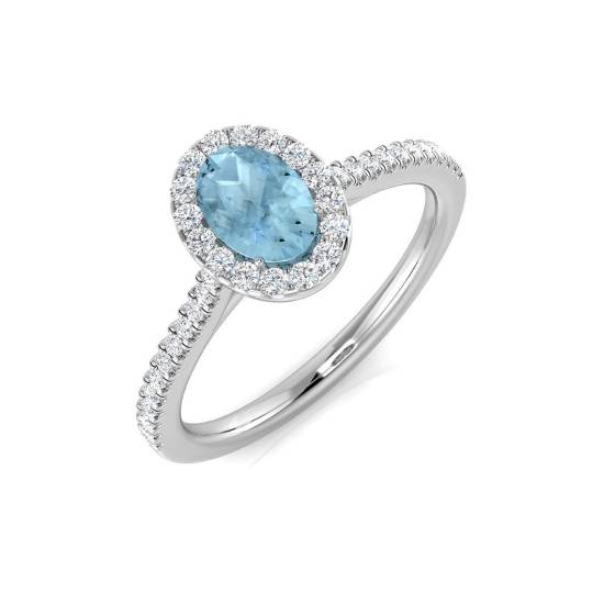 0.80ct SI2/G Oval cut Aquamarine Gemstone Ring in 9k White Gold