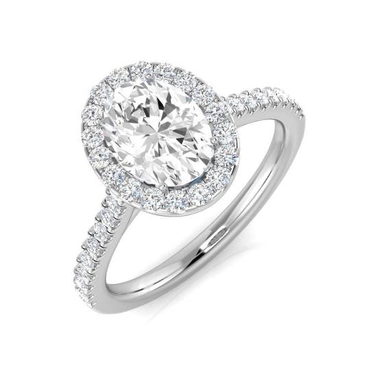 1.49ct SI1/G Oval cut Diamond Halo Ring in Platinum