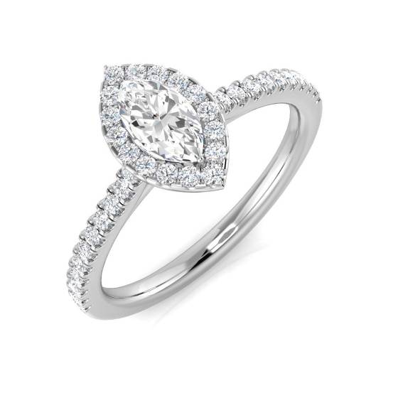 0.62ct SI1/G Marquise cut Diamond Halo Ring in Platinum