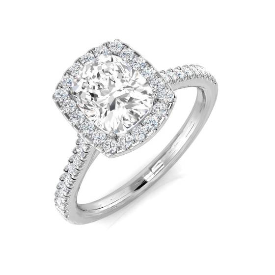 1.78ct SI1/G Cushion cut Diamond Halo Ring in Platinum