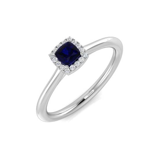 0.24ct SI1/G Cushion cut Blue Sapphire Gemstone Ring in Platinum