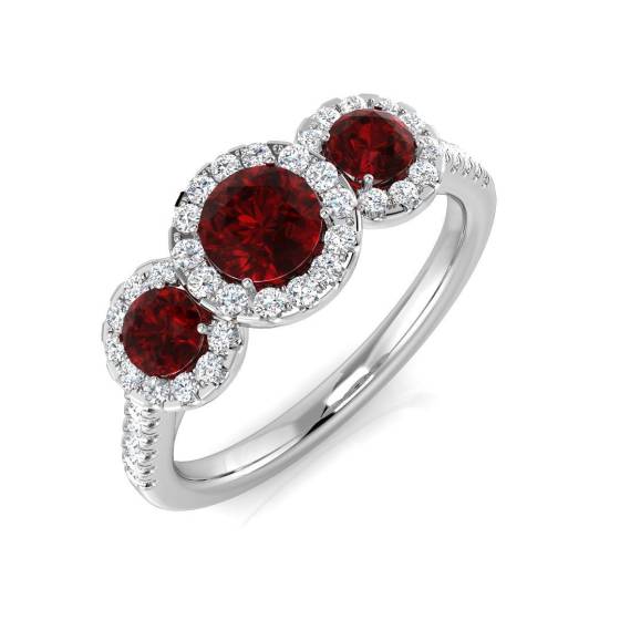 1.36ct SI2/G Round cut Ruby Gemstone Ring in Platinum