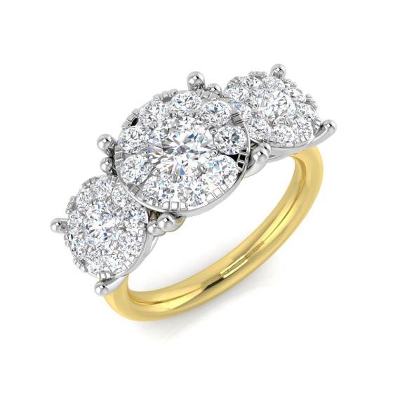 1.55ct SI2/G Round cut Diamond 3 Stone Ring in 9k Yellow Gold